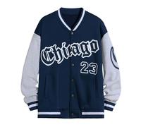 Chaqueta Chandal Hombre Abrigos - Primavera Y Otoño Moda High Street Chaqueta De Béisbol para S Jóvenes Guapos Chaqueta Casual Suelta para S S (Navy L)