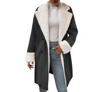 Chaqueta completa cruzada casual de invierno para mujer, chaqueta de invierno de piel, gris, S
