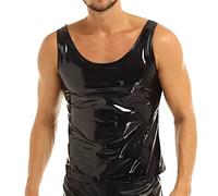 Chaqueta con aspecto lacado, para hombre, corte ajustado, látex, brillante, sexy, parte superior de piel lacada, malla con cuello alto, hippie, discoteca, fiesta, clubwear, mono de piel, aspecto