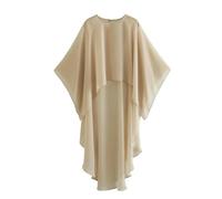 Chaqueta con Capa de Tul Decorativa Plisada de Color Liso para Mujer de Primavera y Verano-Caqui-S