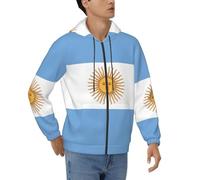 Chaqueta con Capucha con Cremallera Estampado República Argentina Bandera Hombre Suave Y Transpirable Cortaviento Diseño Patriótico Ideal para Trabajo O Uso Casual Diario