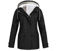 Chaqueta con capucha de felpa de color sólido para mujer, abrigo casual con bolsillo con botón, ajuste regular, ropa de abrigo para primavera, verano, otoño, invierno, día festivo, club (4XL es negro)
