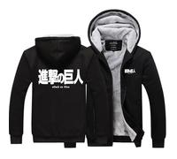 Chaqueta Con Capucha De Felpa Para Hombre De A.tt.a.ck On T.it.a.n Sudadera Ligera Con Capucha Cálida Y Gruesa Con Cremallera Completa Prenda De Abrigo De Invierno Abrigos Cómodos Black-1 XXL