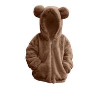 Chaqueta con capucha de forro polar para bebé, abrigo de algodón, abrigo de invierno cálido con orejas de oso, bonitas chaquetas difusas, ropa de abrigo, chaleco para bebé, marrón, 2-3 años