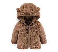Chaqueta con Capucha de Forro Polar para Bebés Niños y Niñas con Orejas, Abrigo Cálido de Oso de Cartoon para Niños, Cierre de Cremallera 0-24 Meses