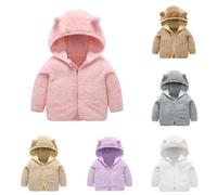 Chaqueta con Capucha de Forro Polar para Bebés Niños y Niñas con Orejas, Abrigo Cálido de Oso de Cartoon para Niños, Cierre de Cremallera 0-24 Meses