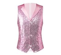 Chaqueta con capucha de lentejuelas y solapa, informal, para espectáculo o banquete, cálida para invierno, Rosa-b, XXXL