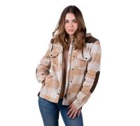 Macna Inland Plaid Chaqueta textil de moto para mujer, beige, tamaño S