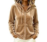 Chaqueta con Capucha De Terciopelo para Mujer Manga Larga Cremallera Completa Sudadera con Capucha Suave Y Cálida De Terciopelo Ideal para Transición Entre Estaciones con Bolsillos Chaquetas De In