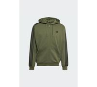 adidas Hombre Essentials 3-Stripes French Terry Full-Zip Hoodie Sweatshirt, Olive Four/Black, XL