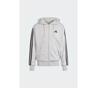 adidas Hombre Essential Three Stripes French Terry Fullzip Hoodie Sweatshirt, Medium Grey Heather/Black, S