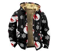 Chaqueta con capucha para hombre, con estampado digital, forro polar, ropa | Abrigo de Navidad para otoño e invierno, camisa de muñeco de nieve, copo de nieve, cortavientos, cremallera completa, anorak