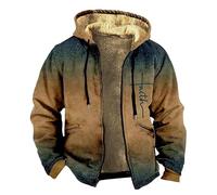Chaqueta con capucha para hombre, con estampado digital, forro polar, ropa | Abrigo de Navidad para otoño e invierno, camisa de muñeco de nieve, copo de nieve, cortavientos, cremallera completa, anorak