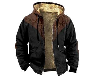Chaqueta con capucha para hombre, con estampado digital, forro polar, ropa | Abrigo de Navidad para otoño e invierno, camisa de muñeco de nieve, copo de nieve, cortavientos, cremallera completa, anorak
