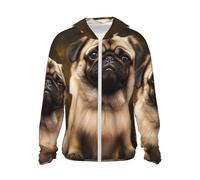 Chaqueta con capucha para hombre, con protección solar UPF 50+, con cremallera completa, manga larga, para perro, con bolsillo, color negro