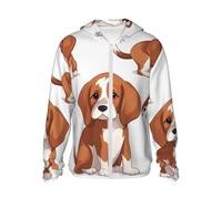 Chaqueta con capucha para hombre, con protección solar UPF 50+, cremallera completa, manga larga, para perro Beagle, camisa de sol para mujer con bolsillo, Negro -, X-Large