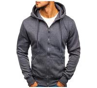 Chaqueta con capucha para hombre, cremallera completa, ligera, transpirable, color liso, ropa de descanso, casual, deportiva, cálida, elástica, ajuste holgado, ropa de calle acogedora y cómoda, gris
