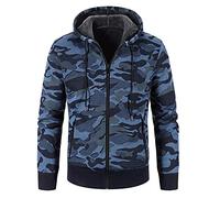 Chaqueta con capucha para hombre, diseño de camuflaje, sudadera con capucha, forro polar con cremallera, chaqueta de entretiempo, chaqueta de invierno con estampado, chaqueta deportiva gruesa, azul