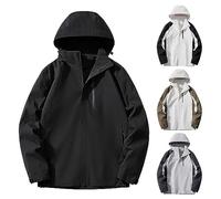 Chaqueta con capucha para hombre, ligera, para senderismo, correr, al aire libre, impermeable, ajuste holgado, abrigos delgados, patchwork, cortavientos, contrastes, impermeable, resistente al viento