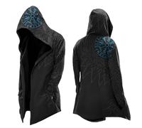 Chaqueta con capucha para hombre Mito Nórdico 3D Cárdigan de punto de longitud media con capucha, runas vikingas, retro, moda, personalidad, motero, tendencia, cárdigan estilo hipster estilo largo
