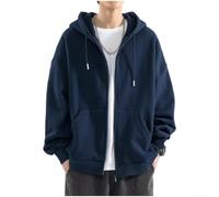 Chaqueta con capucha para hombre, resistente al agua, con cremallera completa, ajuste relajado, equipo urbano para clima frío, tallas L-3XL (azul XL)