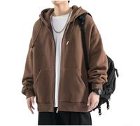 Chaqueta con capucha para hombre, resistente al agua, con cremallera completa, ajuste relajado, equipo urbano para clima frío, tallas L-3XL (marrón L)
