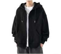 Chaqueta con capucha para hombre, resistente al agua, con cremallera completa, ajuste relajado, equipo urbano para clima frío, tallas L-3XL (negro XL)