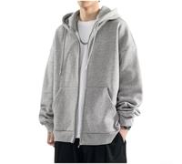 Chaqueta con capucha para hombre, resistente al agua, con cremallera completa, ajuste relajado, equipo urbano para clima frío, tallas L-3XL (gris claro L)