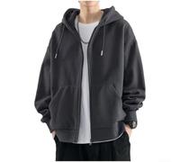 Chaqueta con capucha para hombre, resistente al agua, con cremallera completa, ajuste relajado, equipo urbano para clima frío, tallas L-3XL (gris oscuro 2XL)