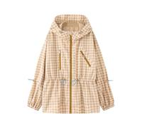 Chaqueta con capucha para mujer, con cremallera, cordón, manga larga | Cordón con patrón de puntos, relajado, urbano, moderno, ligero, capa ligera, paseos por la ciudad, fin de semana