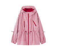 Chaqueta con capucha para mujer, con cremallera, cordón, manga larga | Cordón con patrón de puntos, relajado, urbano, moderno, ligero, capa ligera, paseos por la ciudad, fin de semana