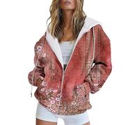 Chaqueta con capucha para mujer con cremallera, sudadera con capucha para mujer, diseño floral, sudadera larga, sudadera de gran tamaño, sudadera de manga larga, informal, básica, ropa de calle, parte