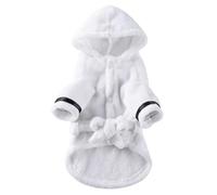 Chaqueta con Capucha para Perro, Pijama Suave Y Ligero De Lana Cálida, Color Sólido, Resistente Al Viento, Pug, Chihuahua, Schnauzer,Blanco,S
