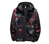 Chaqueta con capucha retráctil para hombre de talla grande, delgada, a prueba de viento, transpirable, matemáticas irregulares, chaqueta de aviador, rojo, XL