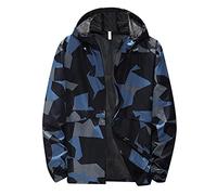 Chaqueta con capucha retráctil para hombre de talla grande, delgada, a prueba de viento, transpirable, matemáticas irregulares, chaqueta de aviador, azul, XXL