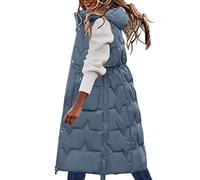 Chaqueta con capucha sin mangas con cremallera para mujer, chaqueta larga sin mangas de invierno, abrigos acolchados de invierno, chaquetas acolchadas de talla grande, chaleco acolchado, chalecos
