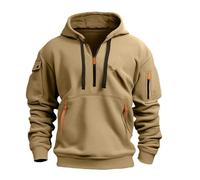 Chaqueta con Capucha Sudaderas Hombres Running Sport Invierno Cordón Manga Larga Sudaderas Moda Deportiva Fitness con Bolsillos Sólido Blusas Abrigo (Khaki,3XL)