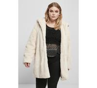 URBAN CLASSICS Abrigo de Pelo Sintético para Mujer con Capucha Grande, Chaqueta con Bolsillos Laterales y Cierre de Ojal, Talla 5XL offwhite