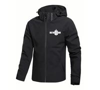 Chaqueta con capucha y cremallera para hombre, estilo Doctor Who, de manga larga, con cordón ajustable, para primavera y otoño, resistente al viento y con bolsillo,A-m