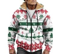 Chaqueta con forro polar para hombre, con estampado navideño, con | Chaqueta con estampado de copo de nieve de reno, abrigo de anorak, cálido, cortavientos, suave, holgada, ropa deportiva