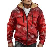Chaqueta con forro polar para hombre, con estampado navideño, con | Chaqueta con estampado de copo de nieve de reno, abrigo de anorak, cálido, cortavientos, suave, holgada, ropa deportiva