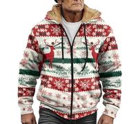 Chaqueta con forro polar para hombre, con estampado navideño, con | Chaqueta con estampado de copo de nieve de reno, abrigo de anorak, cálido, cortavientos, suave, holgada, ropa deportiva