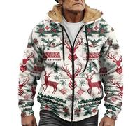Chaqueta con forro polar para hombre, con estampado navideño, con | Chaqueta con estampado de copo de nieve de reno, abrigo de anorak, cálido, cortavientos, suave, holgada, ropa deportiva