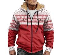 Chaqueta con forro polar para hombre, con estampado navideño, con | Chaqueta con estampado de copo de nieve de reno, abrigo de anorak, cálido, cortavientos, suave, holgada, ropa deportiva