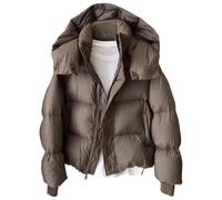 Chaqueta corta acolchada para mujer, gruesa, holgada, con capucha, abrigo | Capa casual de invierno, ropa exterior con capucha, recados diarios, trajes de viaje, jeans, leggings, botas