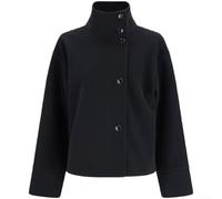 Chaqueta corta de lana con cuello alto para mujer, abrigo blazer de manga larga con un solo botonadura, elegante ropa de abrigo de color sólido para viajes de otoño, estilo casual de calle (S negro)