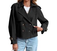 Chaqueta corta de mujer, gabardina cruzada estilo oficina.