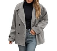 Chaqueta Corta Informal Abotonada de Manga Larga y Frente Abierto para Uso Diario Estilo cárdigan cómoda y versátil (Grey, XL) #5563