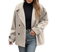 Chaqueta Corta Informal Abotonada de Manga Larga y Frente Abierto para Uso Diario Estilo cárdigan cómoda y versátil (Khaki, L) #5564