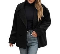 Chaqueta Corta Informal Abotonada de Manga Larga y Frente Abierto para Uso Diario Estilo cárdigan cómoda y versátil (Black, XXXL) #5548